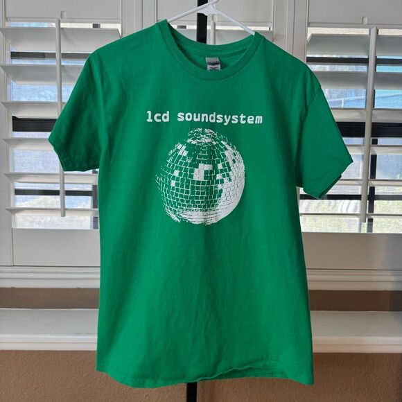 LCD Soundsystem Self Titled Album Disco Ball Graphic Green Shirt Size Medium - Picture 1 of 4